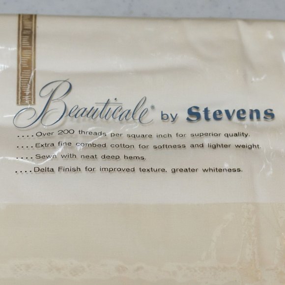 NWD Vtg Stevens Beauticale Cotton 200 Thread (2) Cream Pillow Cases 42 x 38.5 - Picture 5 of 7